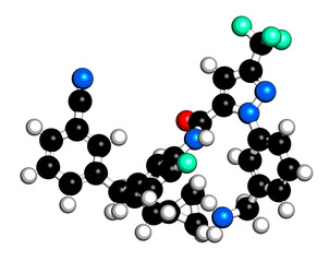 Berotralstat hereditary angioedema drug molecule. 3D rendering.