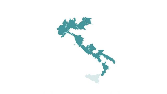 Italy map showing up intro with regions - 4k animated video graphic