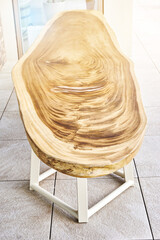 Wonderful designer dining table made of large lacquered live edge suar wood slab on metal carcass...