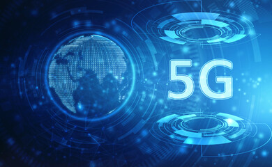 5G internet Network concept background, 5th generation of internet, 5G network wireless with High speed connection