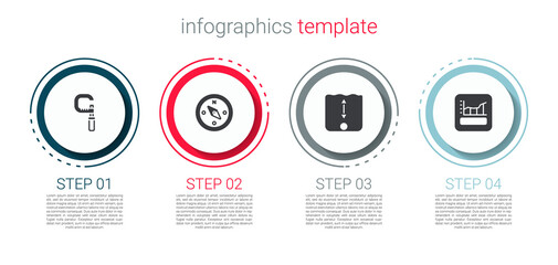 Set Micrometer, Compass, Depth measurement and Graph, schedule, chart, diagram. Business infographic template. Vector