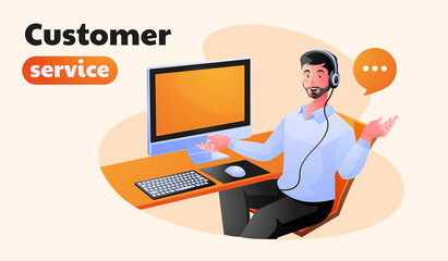 Male customer support executive working in office
