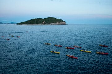 Canoes on the Mediterranean Sea. Dubrovnik, Croatia