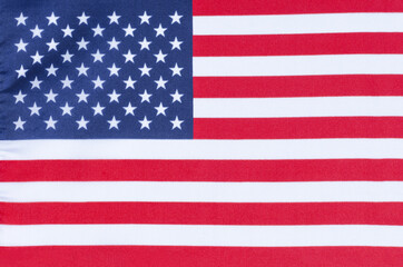 fabric of the US national flag close-up