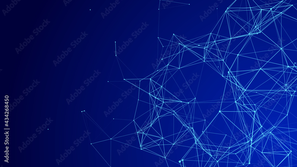 Poster network connection structure. abstract background with moving dots and lines. futuristic vector illu