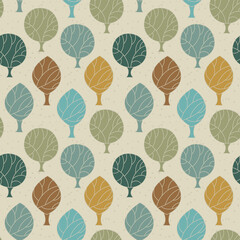 Obraz premium Seamless pattern of trees. Botanical bright and stylish background.