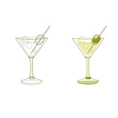 Design of a martini glass with an olive