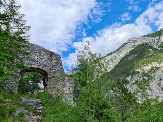 Fototapeta na wymiar remains of the fortress Porta Claudia in Scharnitz Austria