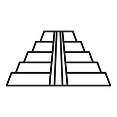 Maya pyramid icon, outline style
