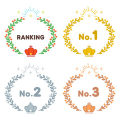 ランキング 見出し フレームセット、王冠・植物の飾り枠