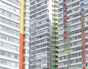 Texture of multi-storey residential apartment houses with balconies