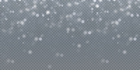 White png dust light.  Abstract winter background from snowflakes blown by the wind on a white transparent background.