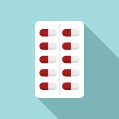 Nursing pills icon, flat style