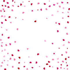 Heart Background. St Valentine Day Card with Classical Hearts. 8 March Banner with Flat Heart.  Exploding Like Sign. Vector Template for Mother's Day Card. Red Pink Empty Vintage Confetti Template.
