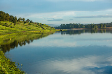 Beautiful Landscape with lake and trees. Amazing Nature in Europe. Lovely place to visit this summer.