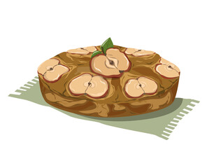 Homemade apple pie, charlotte, food vector illustration