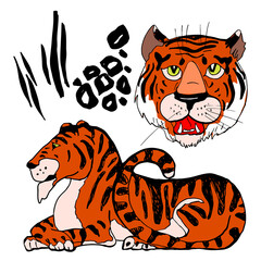 Fototapeta premium Tiger, hand drawn sketch. Vector illustration. Chinese New Year 2022.