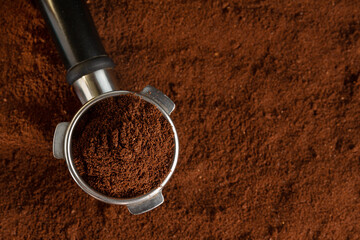 Coffee background with ground coffee