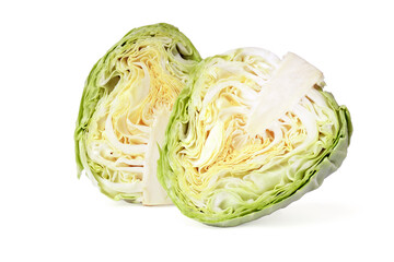 green cabbage isolated on white, full depth of field.