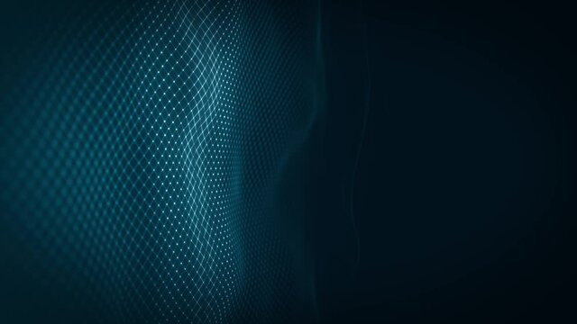 Abstract Network Mesh Waving Fx Background Loop/ 4k animation of an abstract fractal digital mesh background with blur focus seamless looping