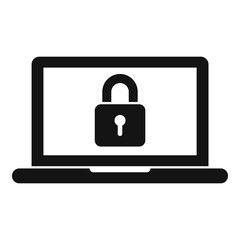 Security service laptop icon, simple style