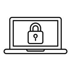 Security service laptop icon, outline style