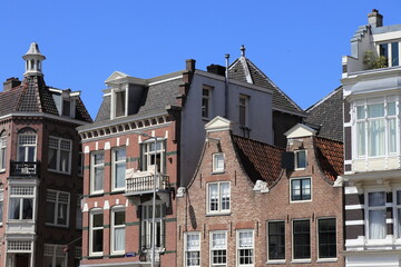 Amsterdam Schippersgracht Canal Historic Brick House Facades with Bell Gables