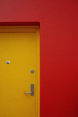 door with yellow wall