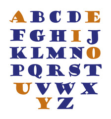 English alphabet for learning, bright visual letters for good memorization
