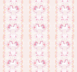 Seamless pattern with cute unicorns
