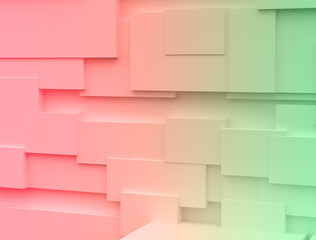 Geometric background. Bright blocks with a gradient. Minimal style. 3D rendering