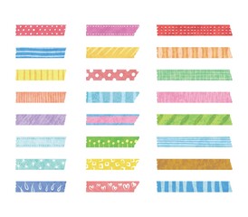 マスキングテープセットのイラスト　クレヨン風