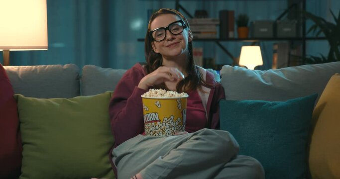 Woman watching her favorite series on TV