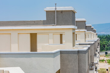 pattern close view of indian newly constructed colony water tank looking good. - 434283254