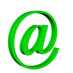 At-Symbol vor weißem Hintergrund, 3D-Illustration