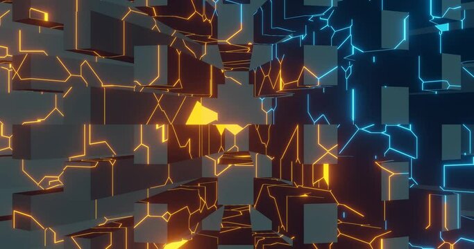 3d render with a technological background of rectangles