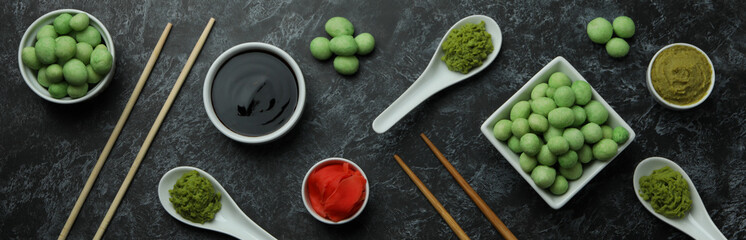 Concept of sushi eating on black smokey background