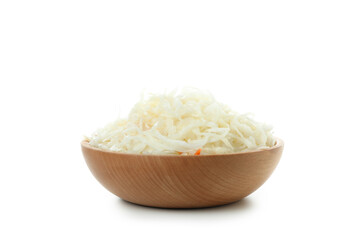 Bowl of sauerkraut isolated on white background