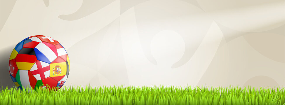 soccer background with colorful ball on green grass