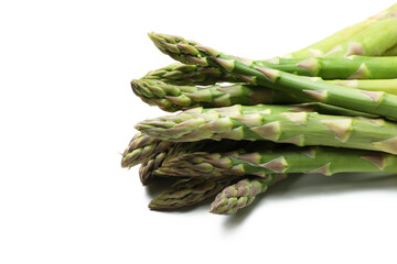 Fresh green asparagus isolated on white background