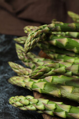 Fresh green asparagus, close up and selective focus