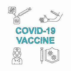 Medical kit and virus protection line illustration. Easy to edit with vector file size. Can use for your creative content. Especially about covid 19 vaccine.