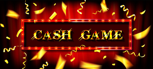 Cash game. Gold frame, Banner