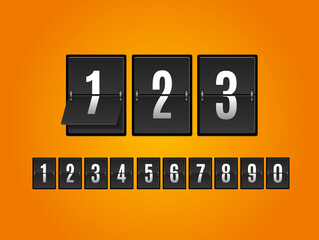 Mechanical Scoreboard Numbers or Flipping Panel. Vector