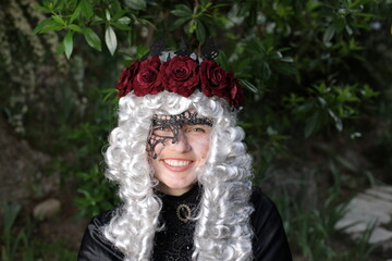 Baroque woman with pompous masquerade style