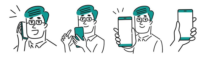 スマートフォンと男性のイラスト素材