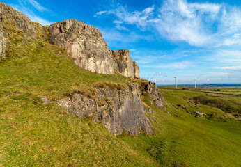 Visiting Harborough Rocks, with lovely views of Lake Carlington and the windmills