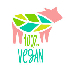 Obraz premium Beyond meat vector icon vector. Plant based food. Green leaf instead of steak. Vegan meat made from plants. butchering a cow in the form of a leaf.