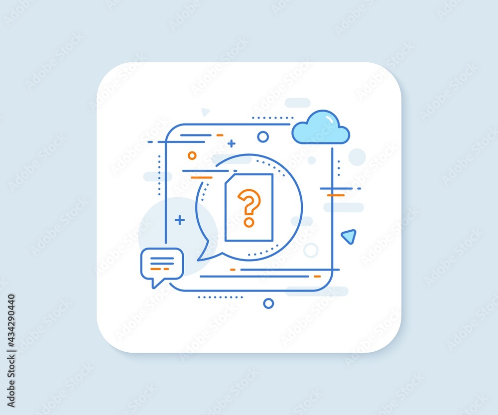 Poster unknown document line icon. abstract square vector button. file with question mark sign. untitled pa