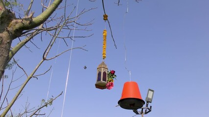 A decorative hanging piece on the tree and swaying - Powered by Adobe